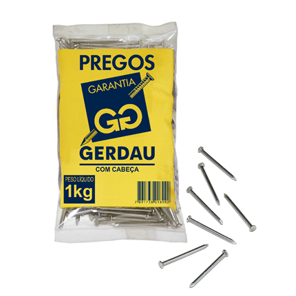 Prego Polido Cabeça 22x48 1kg Gerdau Prego Polido Cabeça