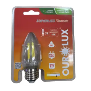 Lâmpada Superled Vela Filamento 3W E=27 6000K Clara 20179 - Ourolux.