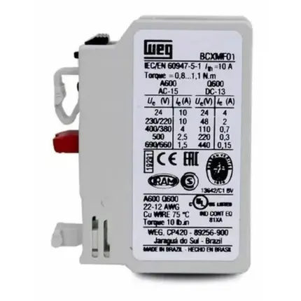 Bloco De Contato Auxiliar Bcxmf 01 1Nf - Weg