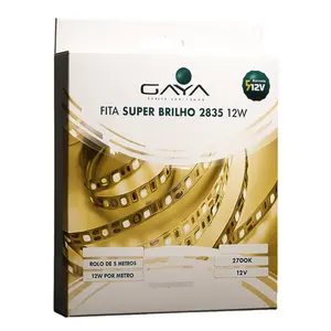 Fita de Led Super Brilho 2835 IP-20 12w/m 2700k 12v Rolo Com 5 Metros 9046 - Gaya