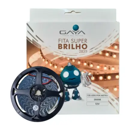 Fita de Led Super Brilho 2835 IP-20 12w/m 6000k 12v Rolo Com 5 Metros 9047 - Gaya