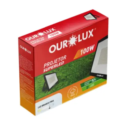 Refletor Led Slim 100W 6500K Bivolt Preto 03267 - Ourolux