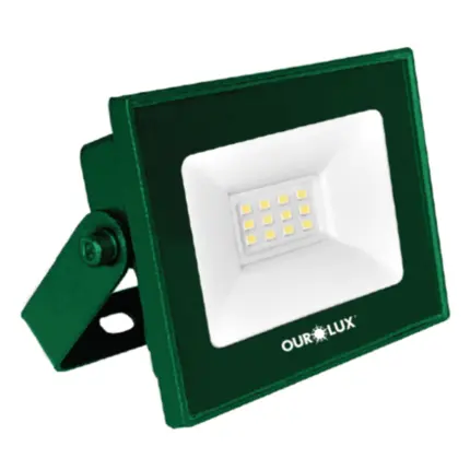 Refletor Led Slim  10W Luz Verde Bivolt Preto 03280 - Ourolux