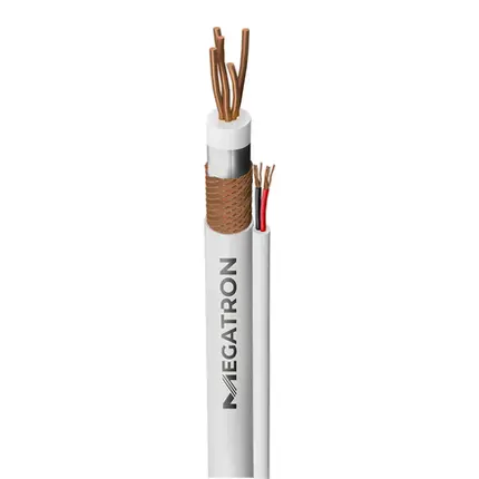 Cabo Coaxial Para CFTV RF 0,48/2,5 DBL + 2X26AWG branco Rolo Com 100 Metros - Megatron
