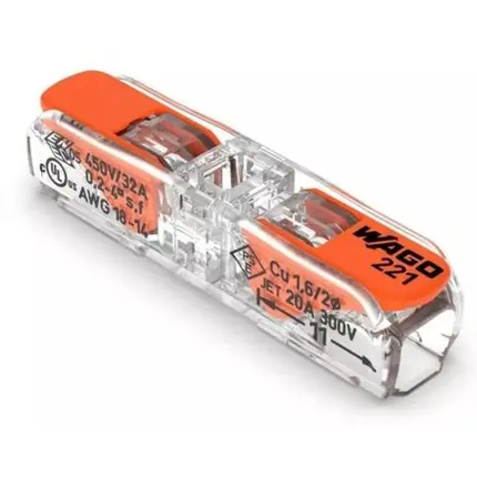 Conector Emenda Em Linha 2 Polos 0,20-4,00mm 221-2411 - Wago