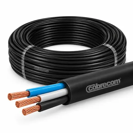 Cabo PP Flexível 500v 3x1,00mm Preto Rolo Com 100 Metros - Cobrecom