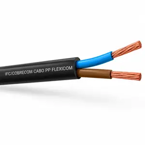 Cabo PP Flexível HEPR 1kv 2x10mm Preto Rolo Com 100 Metros - Cobrecom